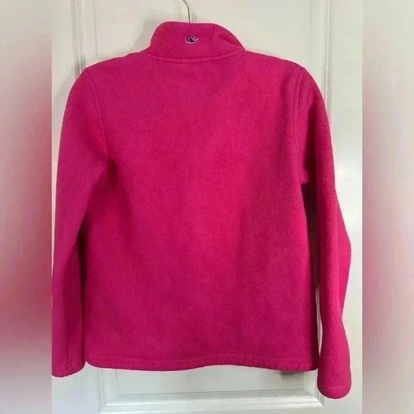 Vineyard Vines Women’s Hot Pink Harbor Fleece 1/4 Zip Pullover - Size Small - Picture 3 of 4
